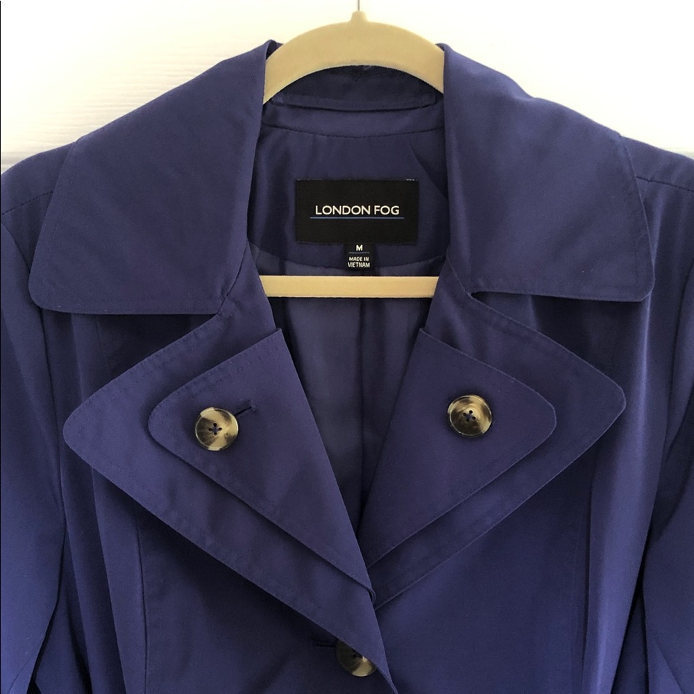 London Fog Navy Blue Trench Coat Size M, excellent - Picture 4 of 9